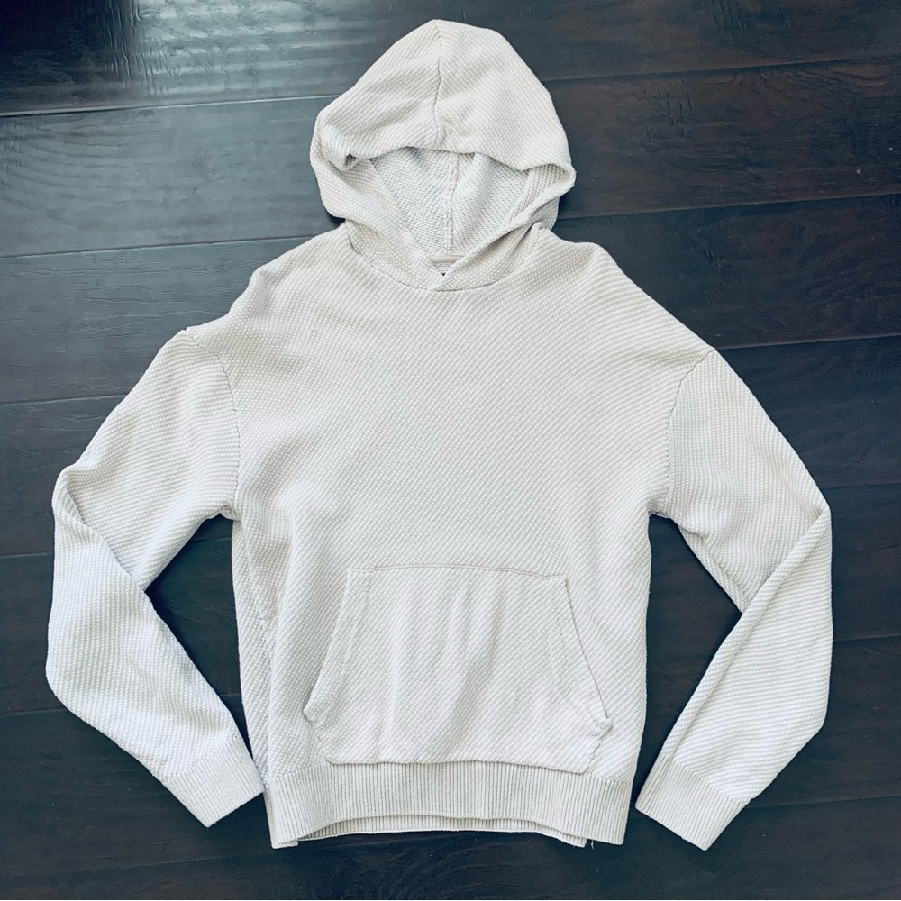 Abercrombie & Fitch Cream Cotton Waffle Knit Pullover Hoodie Sweater | Size S
